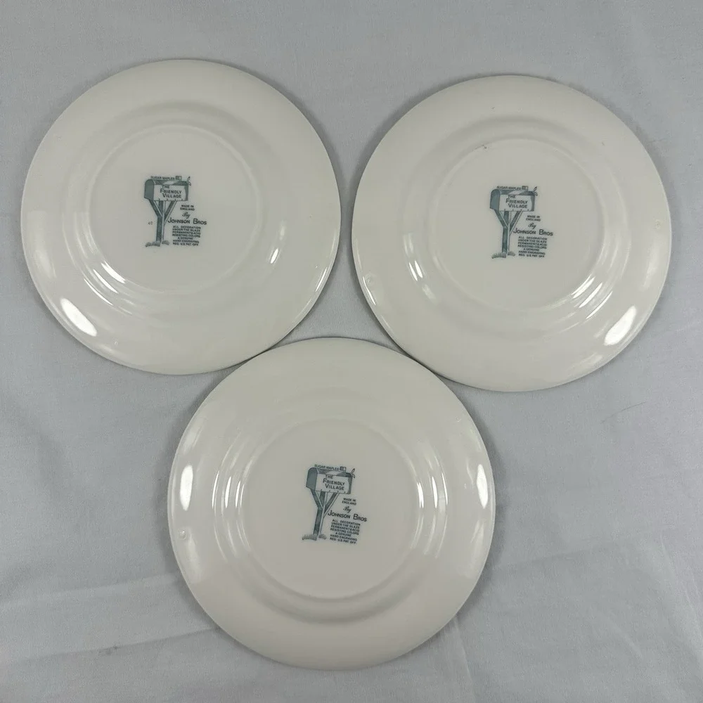 Vintage 3 Johnson Bros Plates Friendly Village Sugar Maples Bread & Butter 6